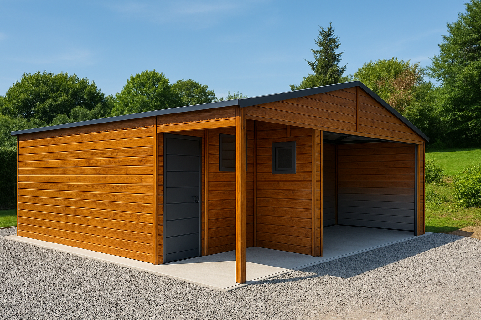 Garaż blaszany 5m x 6m z wnęką