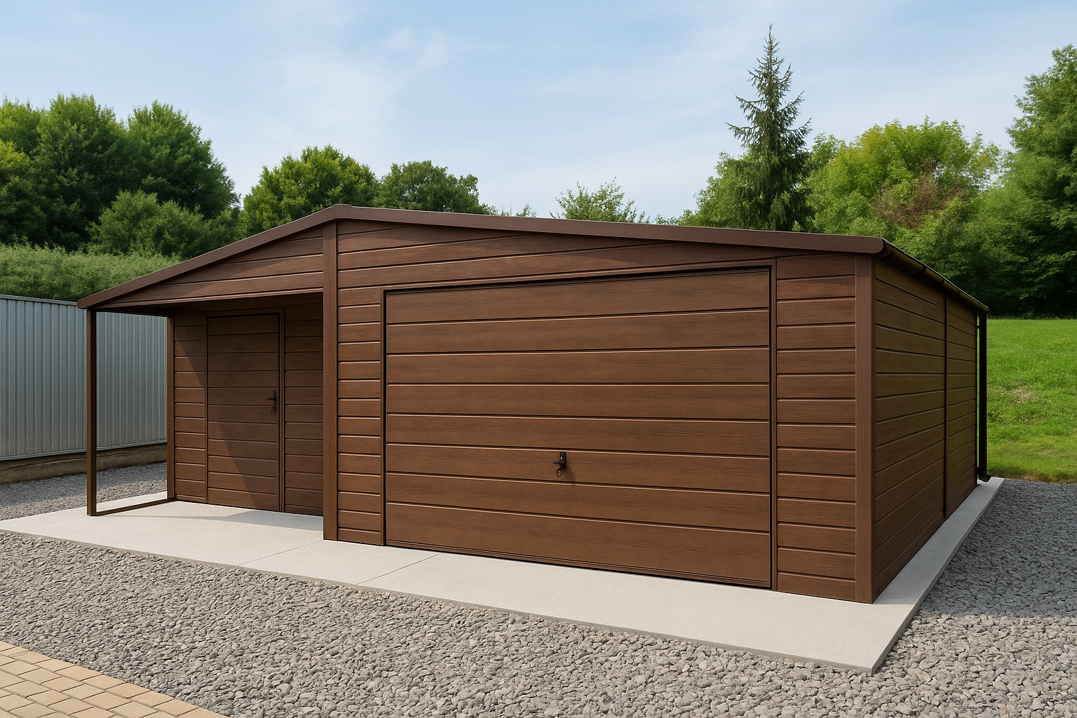 Garaż blaszany 6m x 6m z wnęką