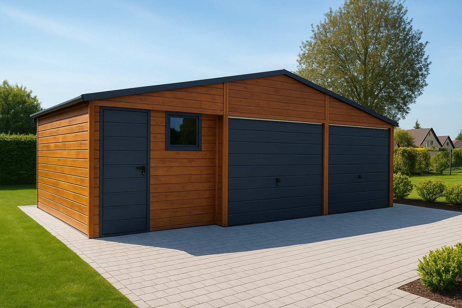 Garaż blaszany 8m x 6m z wnęką