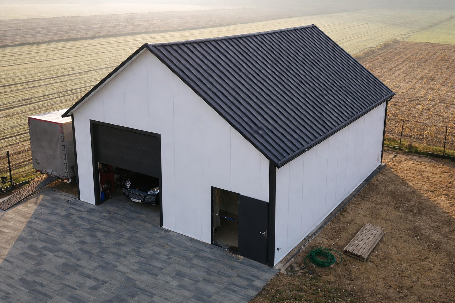 Garaż z płyty warstwowej